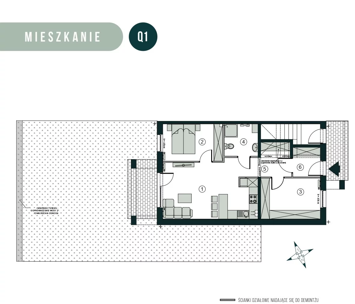 Mieszkanie 60,22 m², parter, oferta nr Q1, Aleja Wiśniowa Pogórze, Pogórze, ul. Feliksa Dorsza